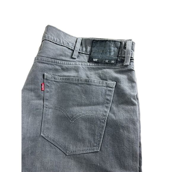 Men's Levi's 505 Gray Wash Jeans Sz 42X30 Regular Fit Straight Leg Zip Fly - Picture 5 of 8